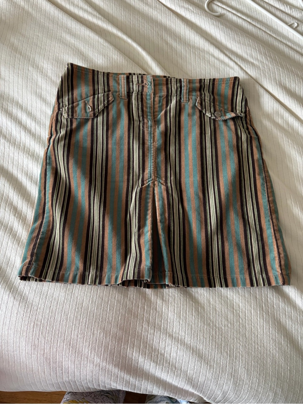 LOFT Striped Mini Skirt in Brown, Teal, Black